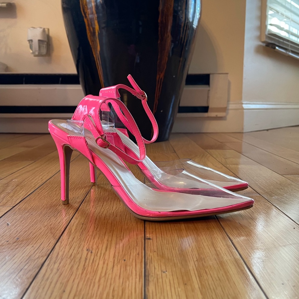 Anna Michelle neon pink  clear dress  shoes